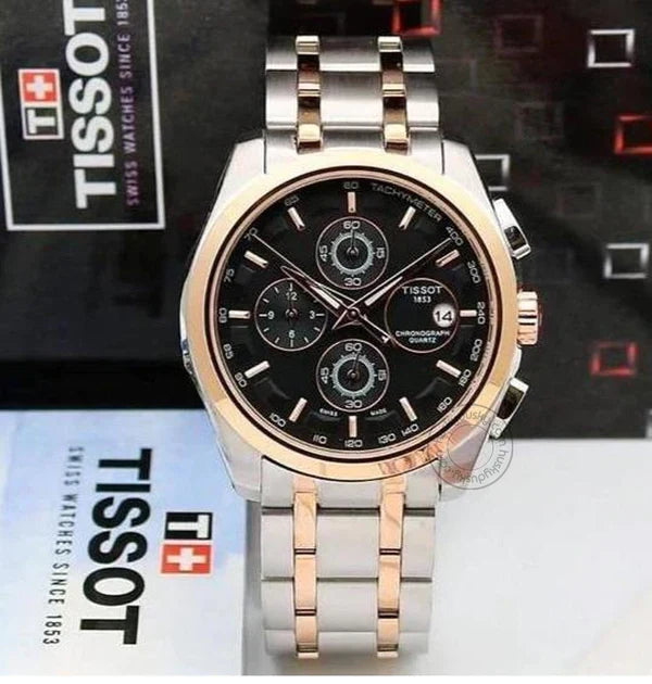 Tissot 1853 japan Black Dial  Chronograph Metal Belt Men's Watch