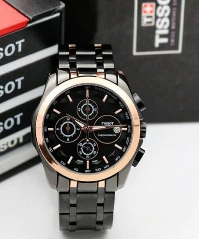 Tissot 1853 Black gold Dial Chronograph Metal Belt Men's Watch