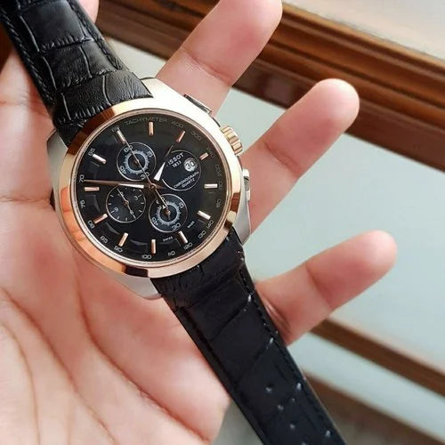 Tissot 1853 Chronograph Black gold Leather Men's Watch